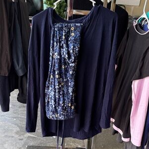 Navy Long Sleeve Top with Floral pants